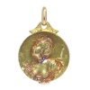 French Art Nouveau gold locket with hidden mirror